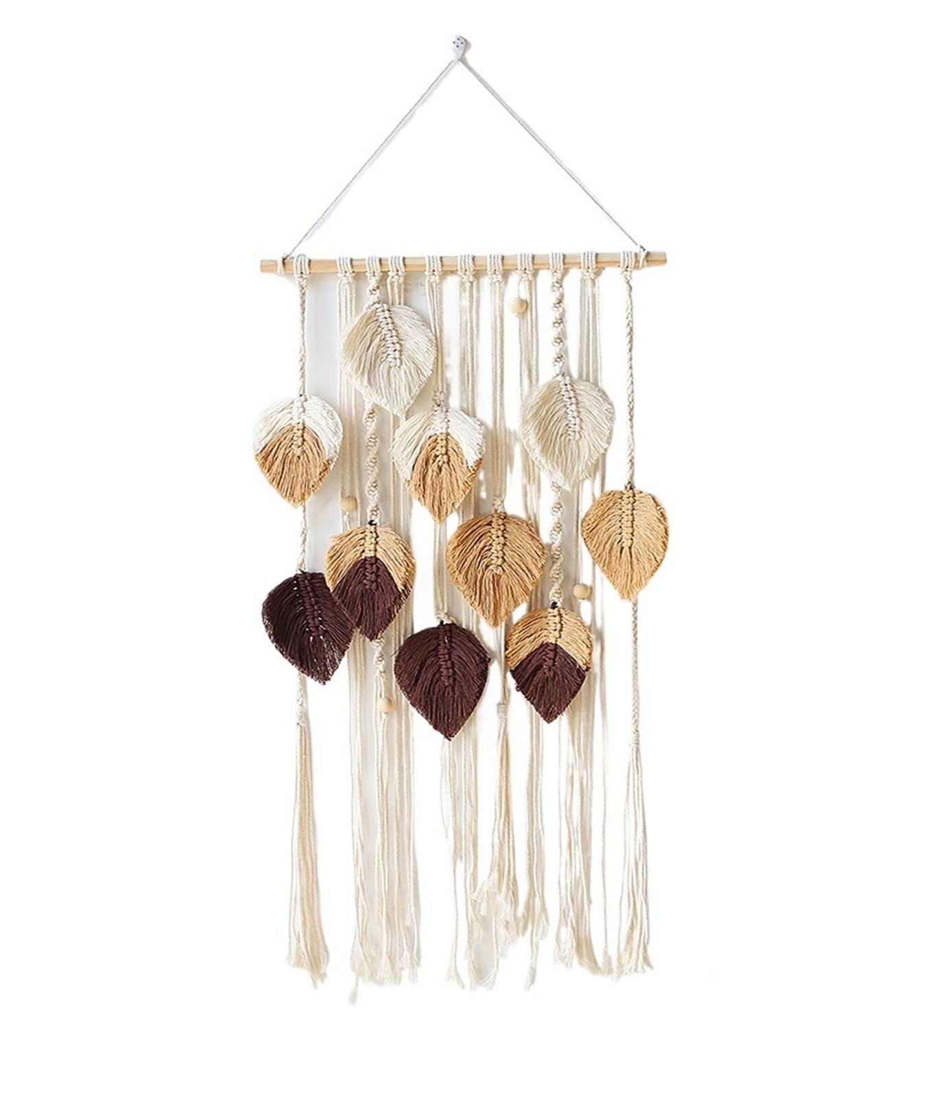 YUPLIODSX Wall Hanging Multicolor Leaves Tapestry Boho Hand Woven Macrame With Wooden Beads Crafts Wall Hanging(Color3)