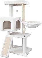 Tuaoeef Cat Tree with Condo, Hammock, Scratching Posts & Pads - Beige Indoor Cat Tower Activity Center