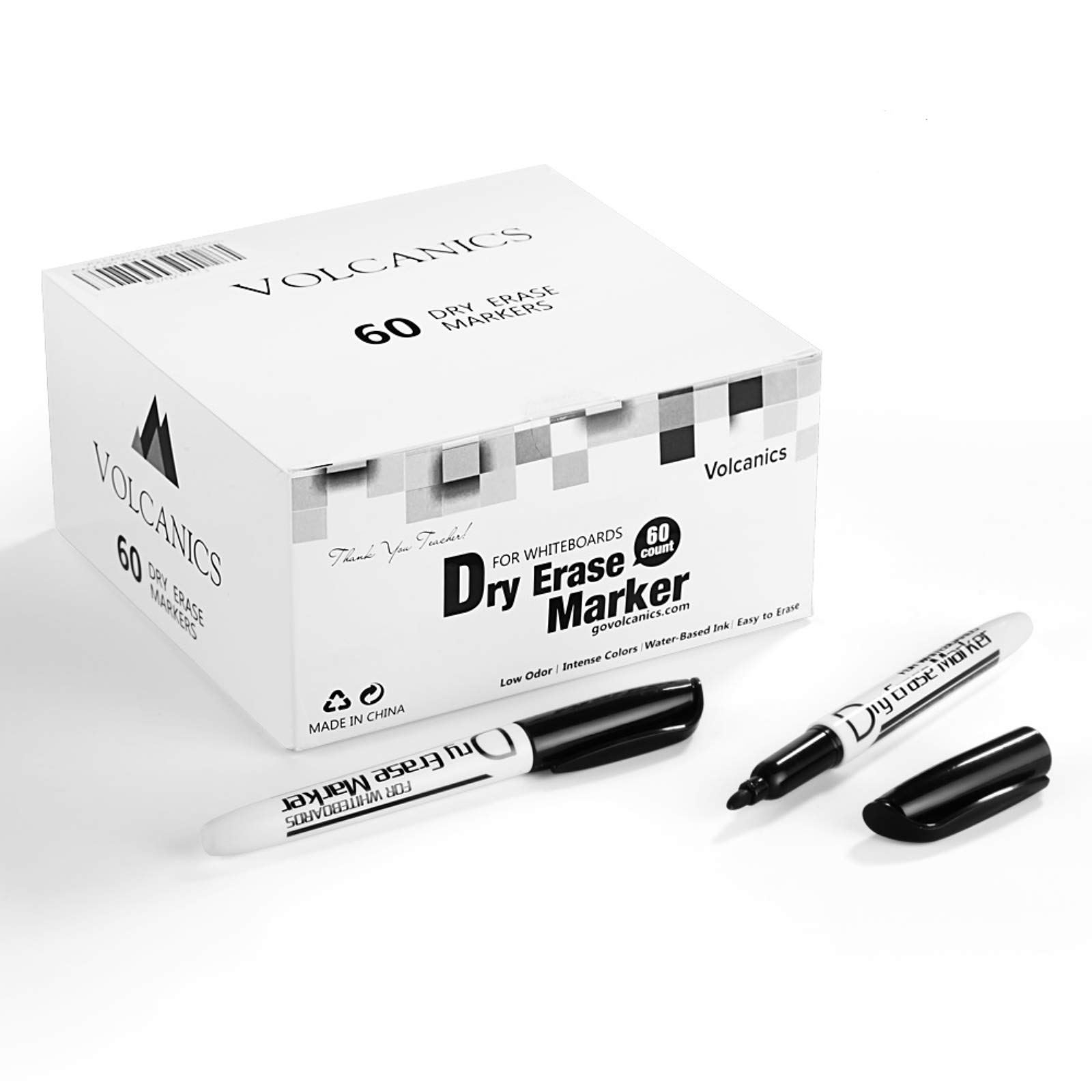 Black Dry Erase Markers Low Odor Fine Whiteboard Markers Thin Box of 60, 1 count (Pack of 60) - Image 2