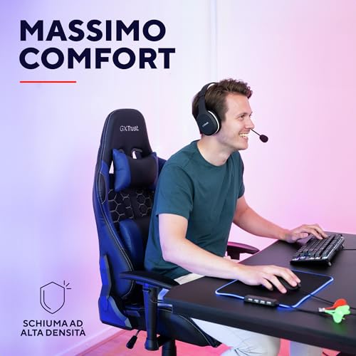 GXT 708B Resto Sedia Gaming, Sedia 360° con Cuscini Rimovibili, Regolabile in Altezza, Sedia Girevole da Scrivania per PC, Ufficio, per Gioco – Blu - Sedia gaming - Immagine 5