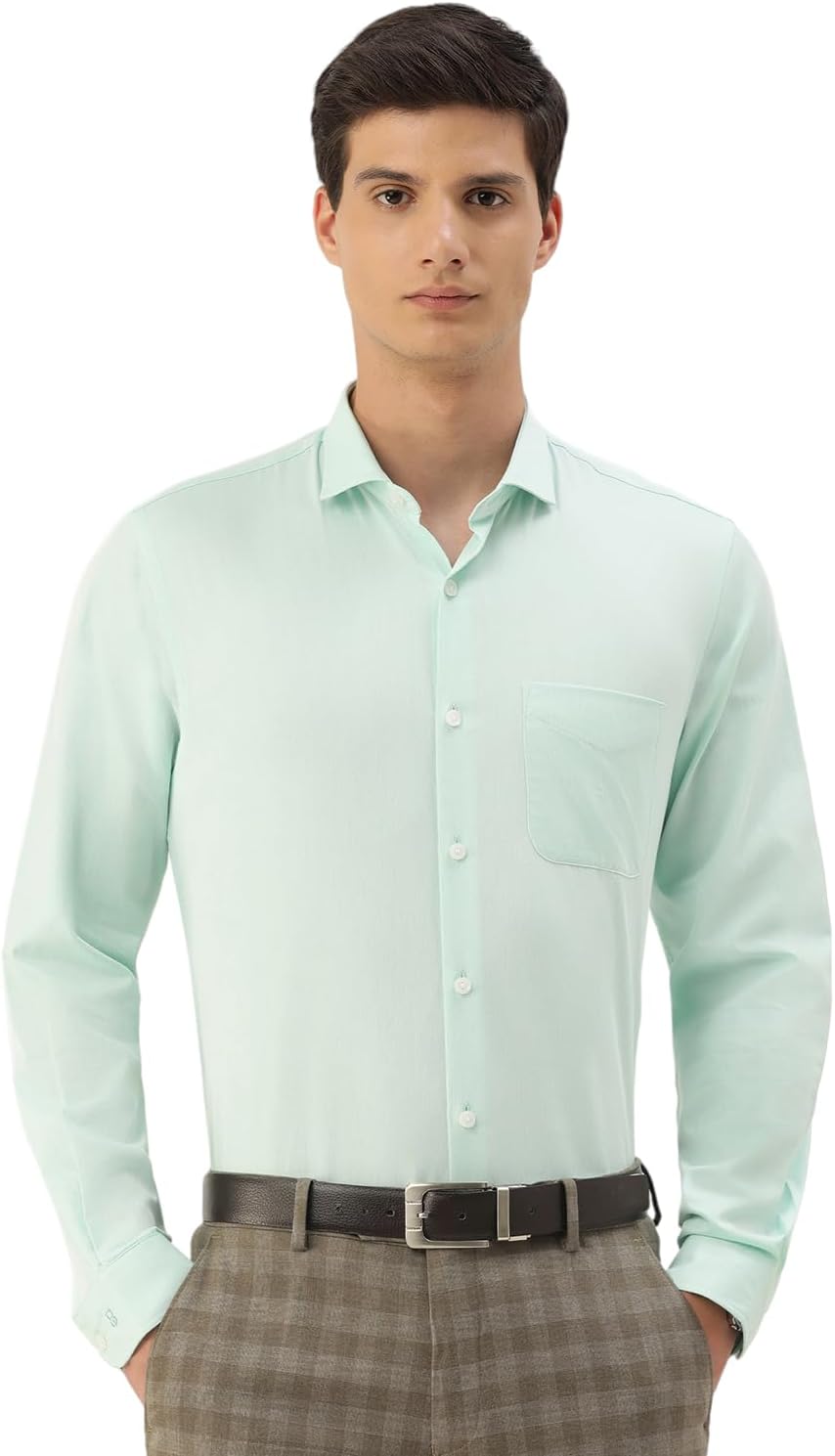 Peter EnglandMen's Classic Textured Slim Fit Full Sleeve Shirt | Wonder Fabric | Cotton Rich | Premium Dobby