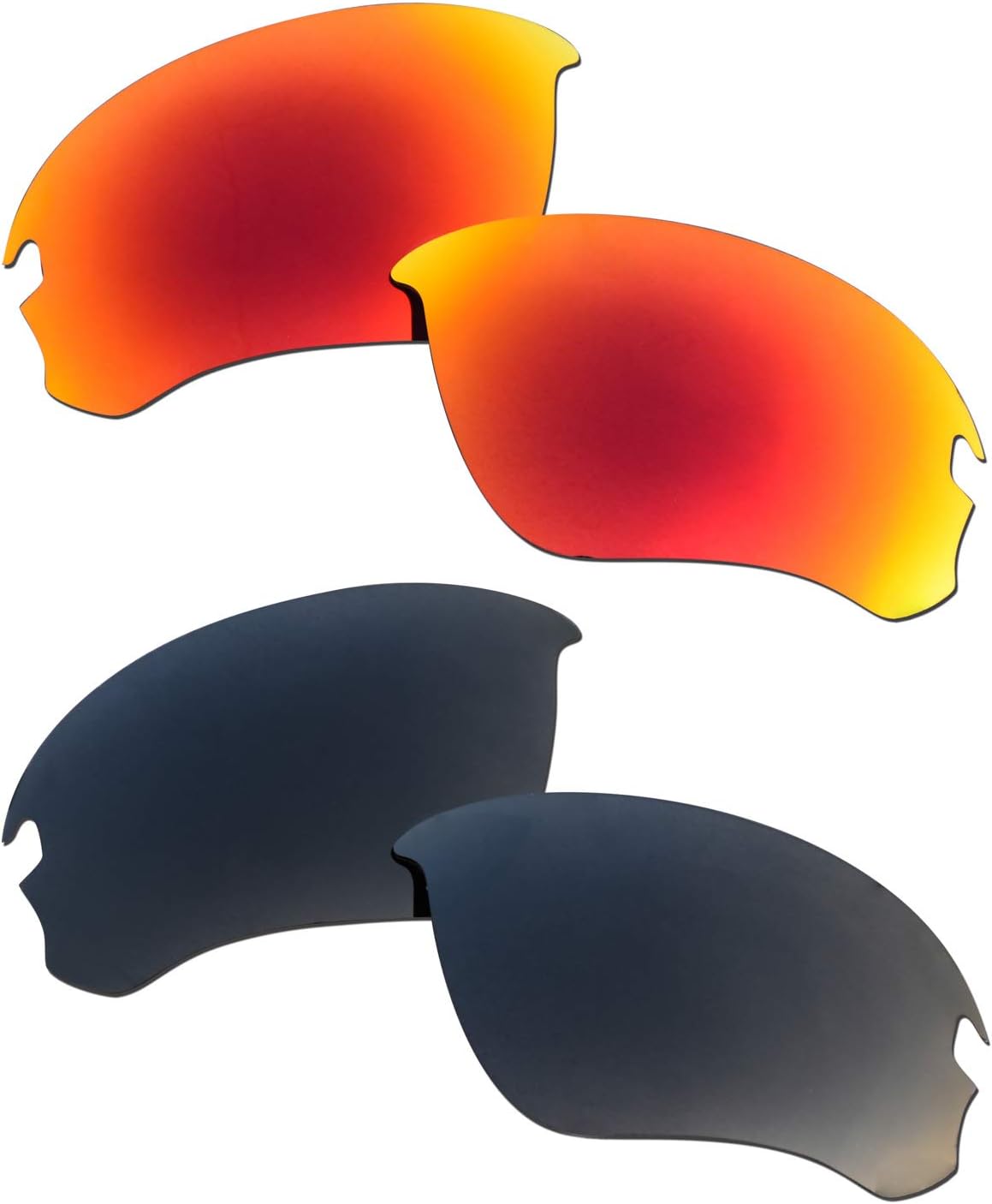 SOODASE For Oakley Flak Draft Sunglasses Red/Black 2 Pairs Polarized Replacement Lenses
