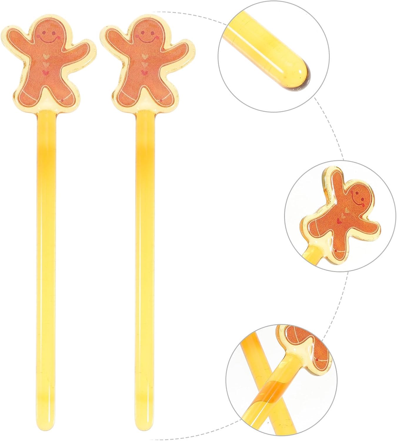 2pcs Gingerbread Stirring Rods Glass Swizzle Sticks for Honey Drinks