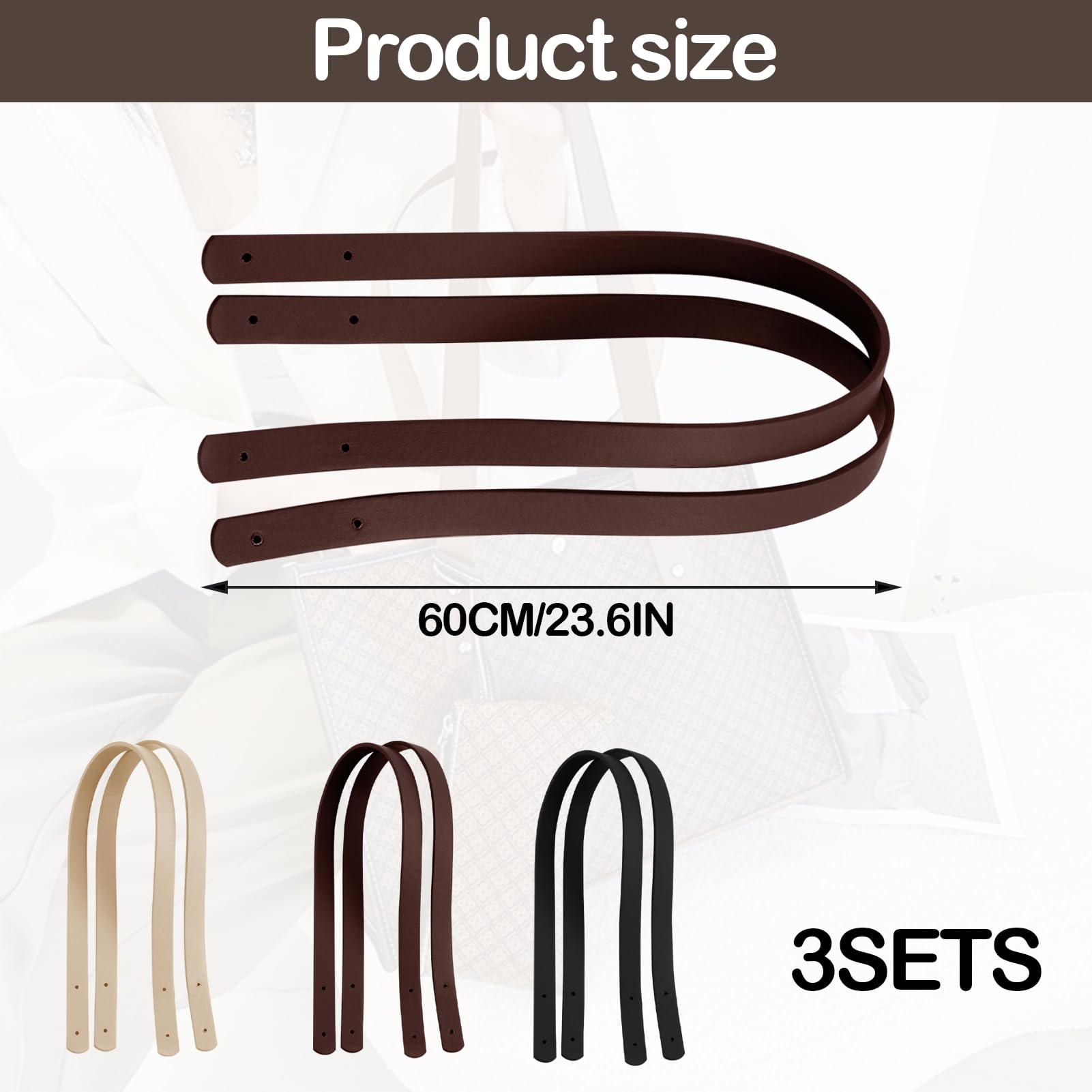 Lot De 6 Sangles en Cuir pour Sacs, Poignées De Sac, Sangles De Sac à Main, Sangles De Sac en Cuir avec Rivets De Fixation, Souples Et Solides, Poignées De Sac pour Sacs Au Crochet.