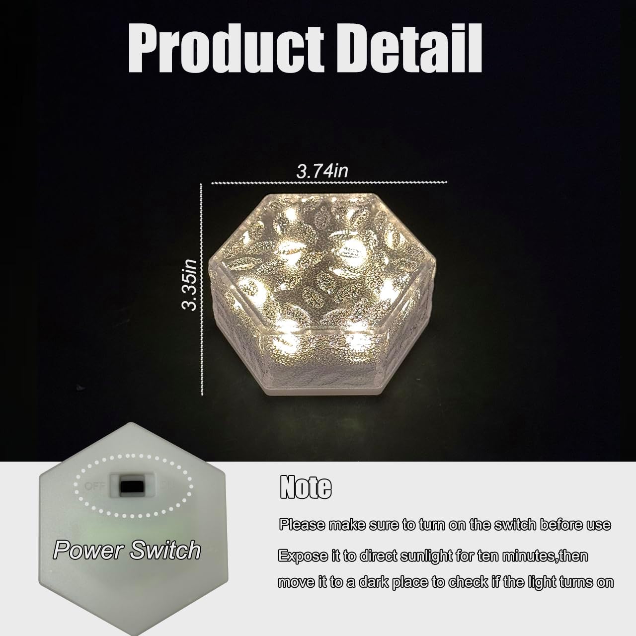Solar Brick Lights Outdoor Waterproof - Recessed Solar Paver Lights, Ice Brick Design, No Wiring Needed,Landscape Lighting for Pathway,Garden, Patio, Yard, Driveway Decor (6, Warm White, Hexagon)