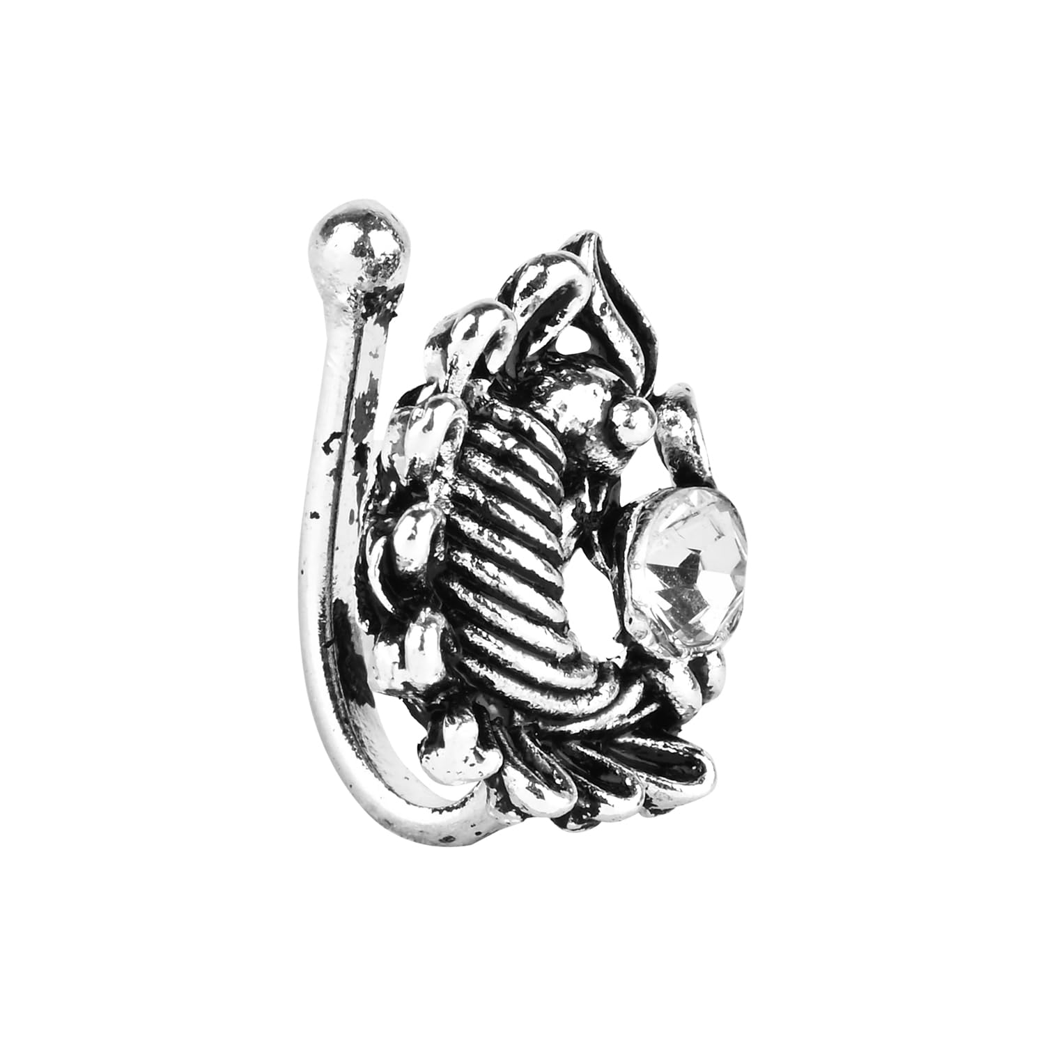 I Jewels Navratri Ethnic Silver Plated Clip On Non Piercing Pressing Type Nose Pin, Nose ring Stud For Women (NL155OX) (B0DHCS7C39) Amazon Price History, Amazon Price Tracker