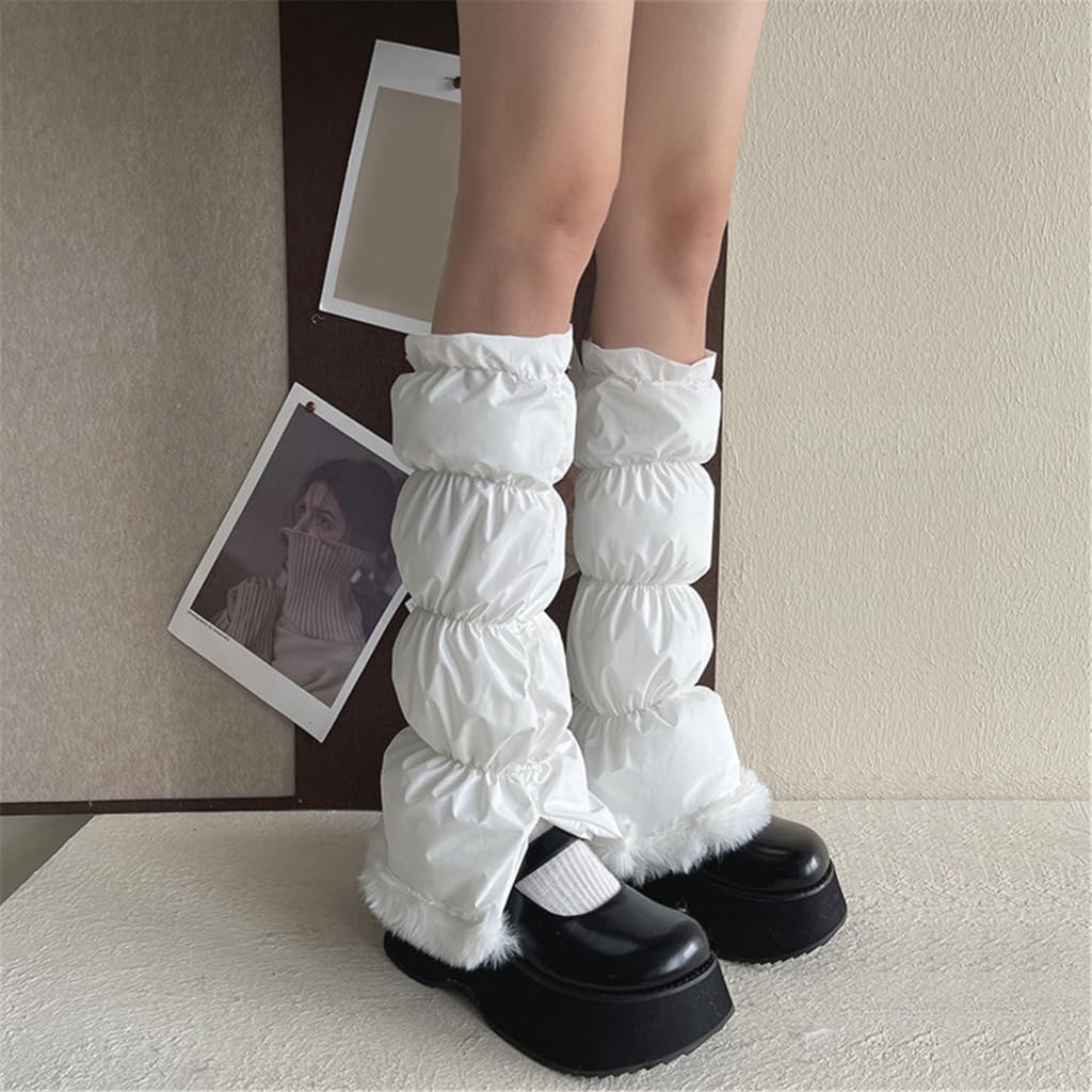 Windproof Leggings Gaiters for Women Padded Plush Hem Puffer Leg Warmers Covers