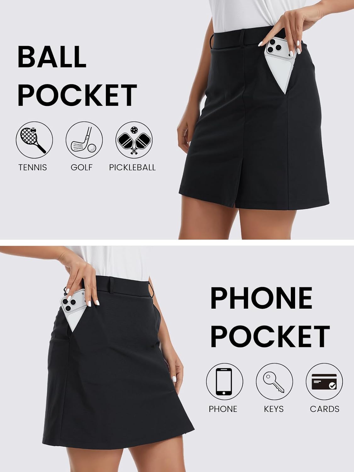 18" Golf Skorts for Women with Pockets Tennis Pickleball Skort Active Athletic Dressy Casual Office Work Skirt