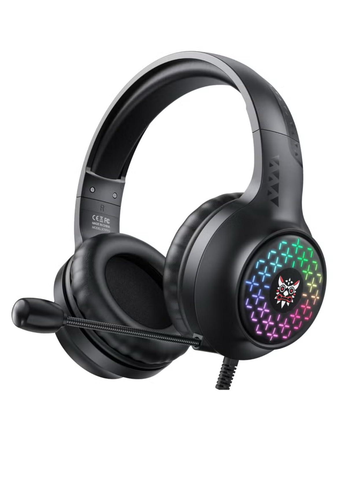 Wired Gaming Headset RGB Light Noise Cancelling Headset with Microphone for Ps4-5 / Pc/Xbox