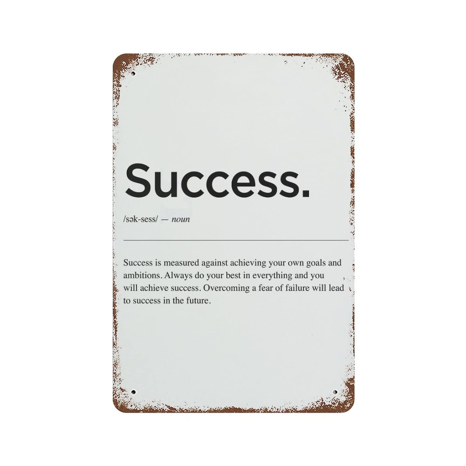 peiyeety Success Definition Office Wall Art Home Office Prints Motivational Vintage Tin Sign for Office/Home/Classroom Decor Gifts - Best Birthday/Thanksgiving 8x12 Inch