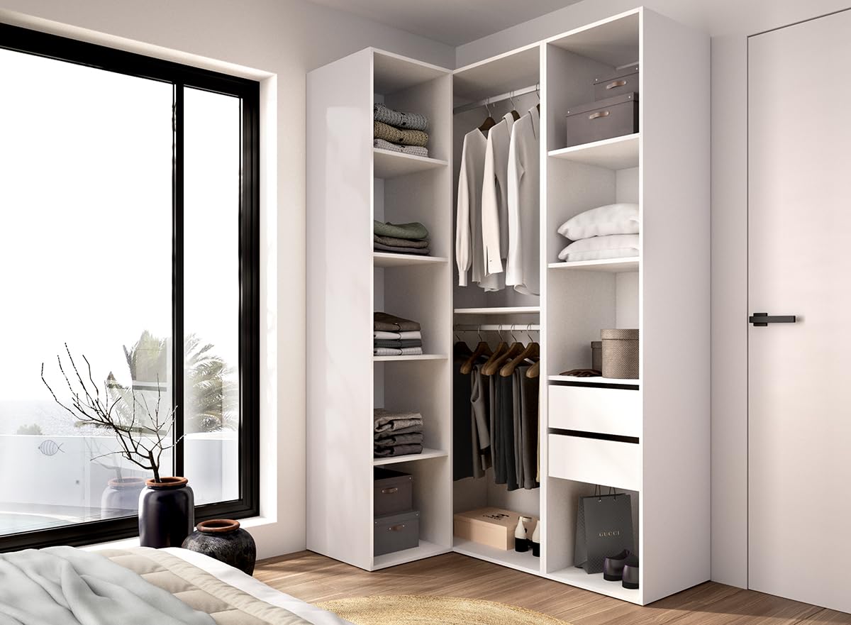 DEKIT Grupo RIMOBEL-Conjunto Armario-VESTIDOR Rincon con Trasera Reversible