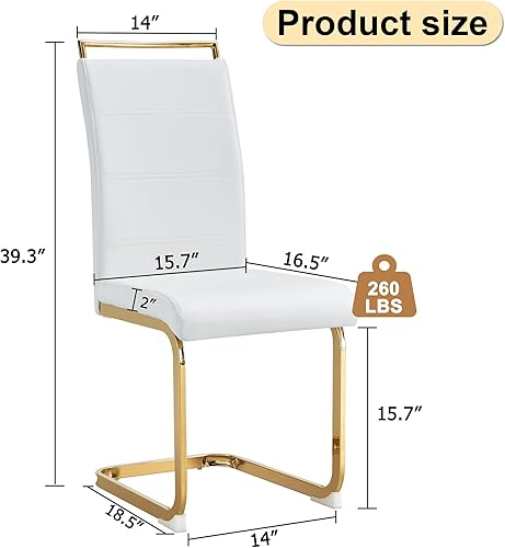 Miniatura 2 de Baysitone Juego de 4 sillas de comedor modernas, de piel sintética sintética, con respaldo alto, tapizadas, con diseño de respaldo a rayas