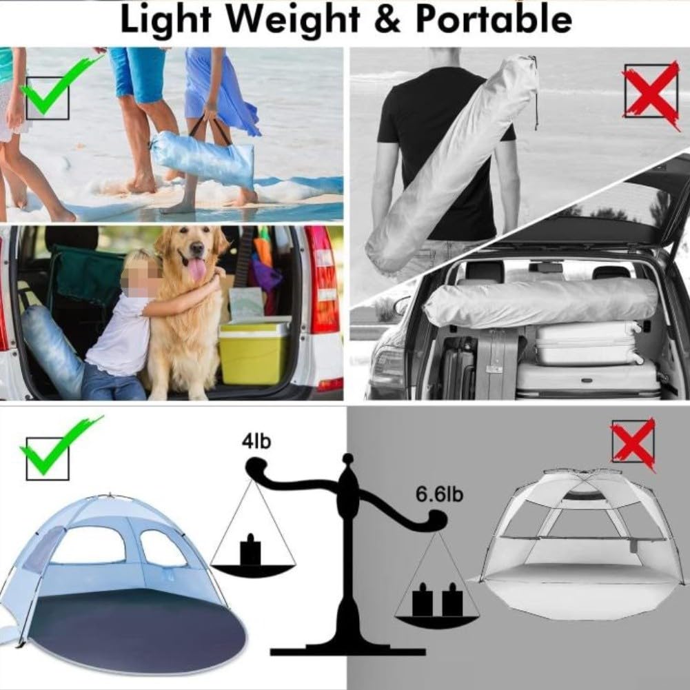 Besttoolifes Tenda da spiaggia portatile, 210 x 140 cm, colore: Verde
