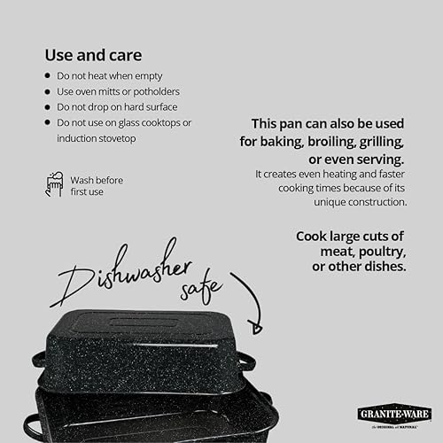 Miniatura 7 de Columbian Home Products 0511-3 rustidora rectangular negra con tapa 21 pulgadas Negro Black Speckle