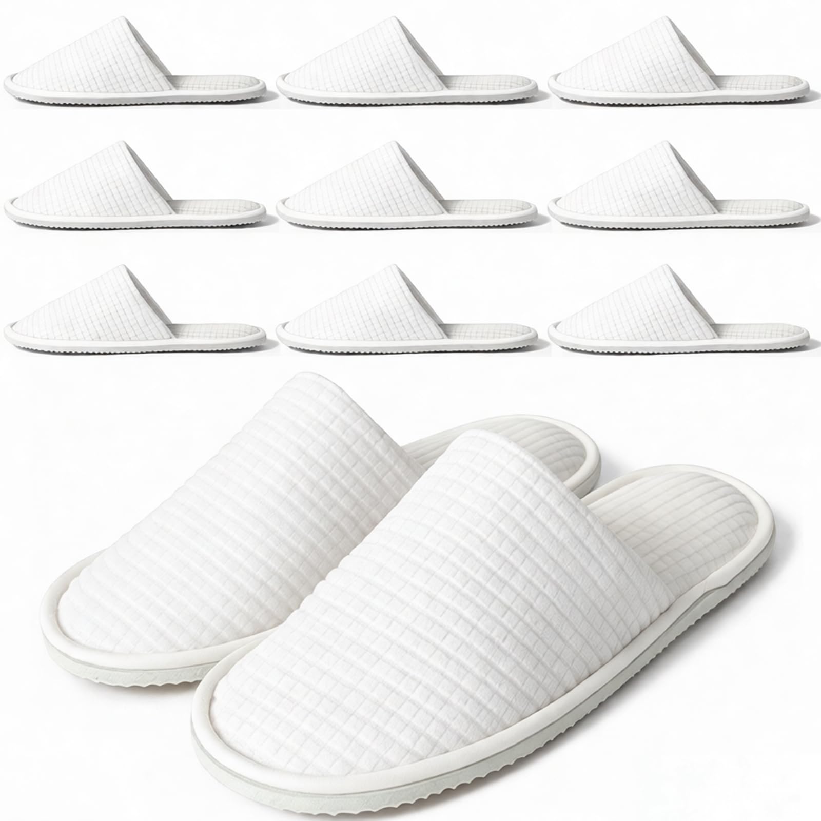 Anmerl 10 Pairs Disposable Hotel Slippers - Bulk Guest House Shoes for Spa, Wedding, Travel, Universal Size, Non-Slip, Washable with Individual Packaged-image-28