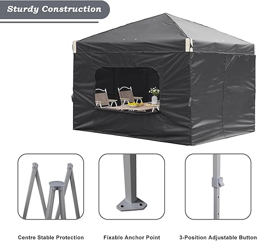 Miniatura 4 de Aoodor Tienda de campaña desplegable de 12 x 12 pies con bolsa enrollable, toldo portátil de sombra instantánea con cortina para campamento, fiesta