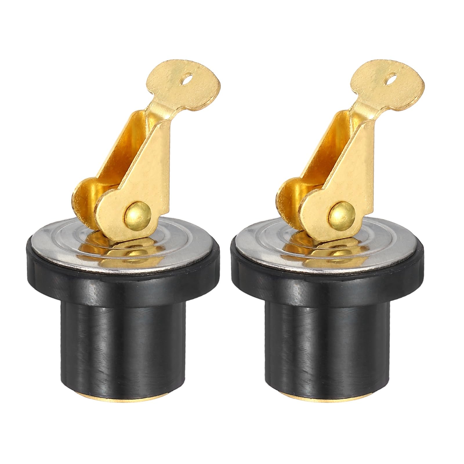 PATIKIL 19mm Marine Boat Rubber Plug, 2Pcs Brass Snap Handle Drain Plugs Stainless Steel Deck Plug Strong and Sturdy for Boats Marine Yachts Kayaks Canoes Ship Drains Accessories