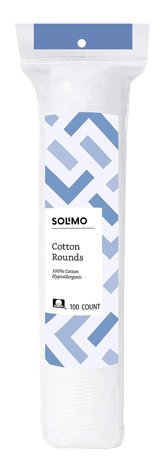  Brand - Solimo Cotton Rounds, 100 Count (Pack of 1)
