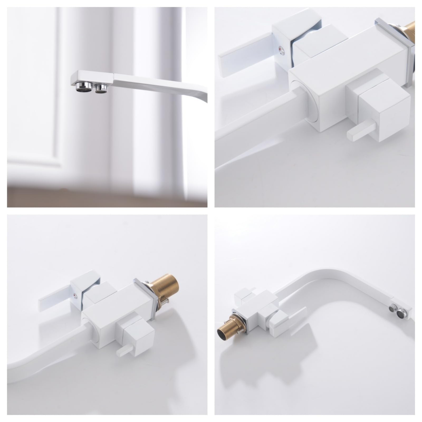 Grifo de cocina blanco de 3 vías para agua potable, giratorio de 360°, sistema de ósmosis de doble palanca, compatible con fregadero de cocina, fácil instalación