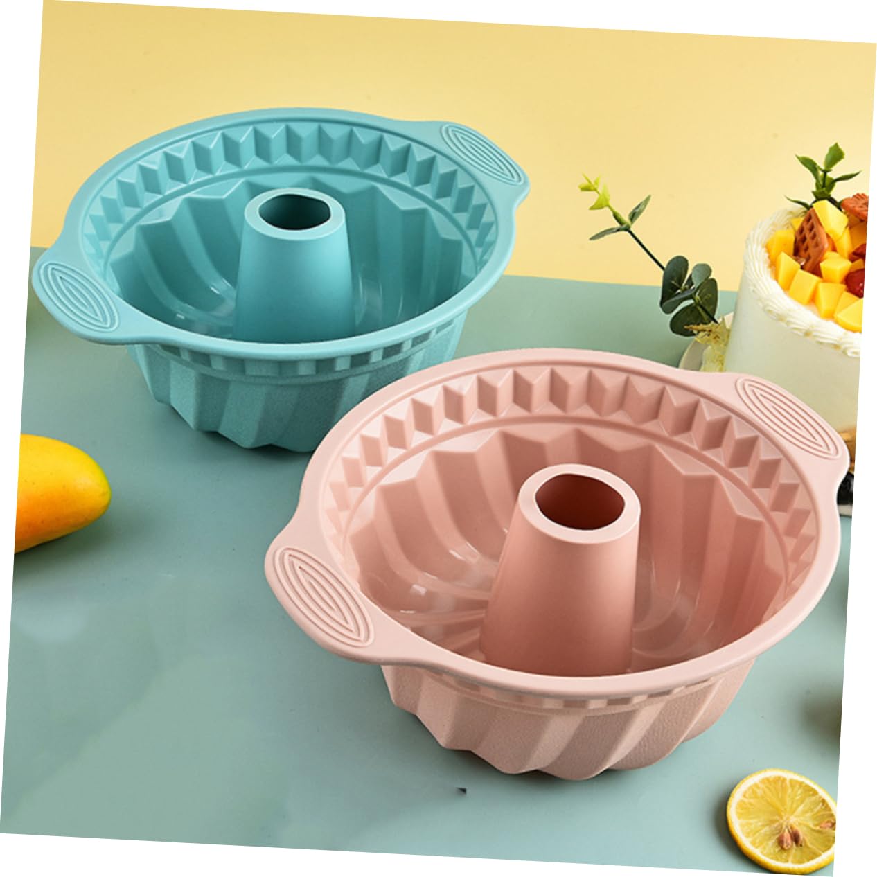 Stampi da Forno in Silicone Antiaderente 3 Pezzi, Teglie Rotonde per Torta e Mousse, Maniglie Ergonomiche, Distribuzione Uniforme del Calore, per Cottura Domestica e Dolci Fatti