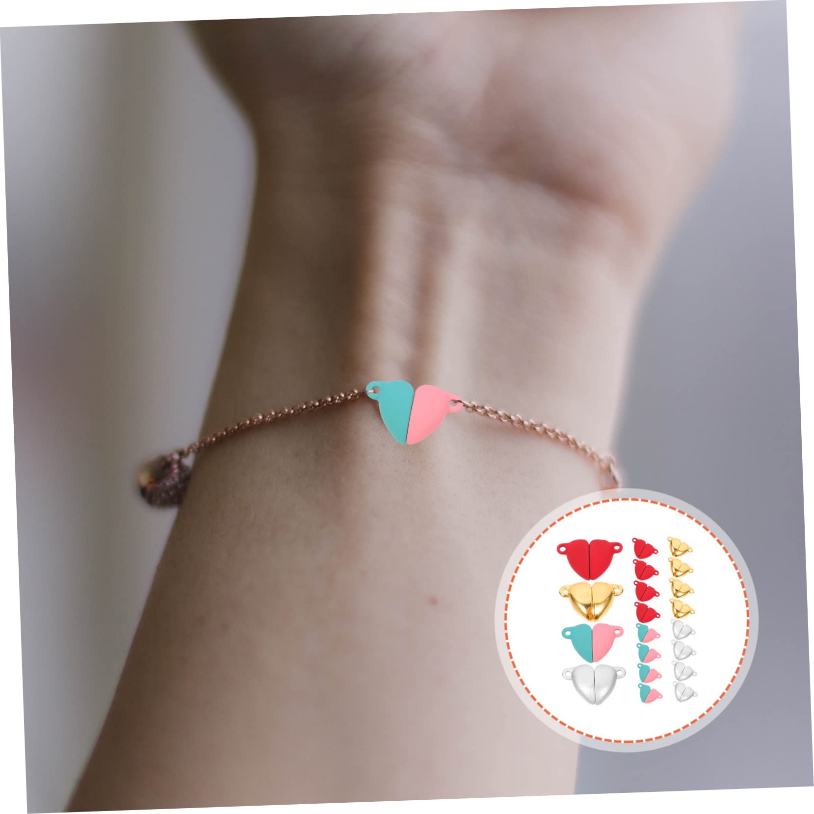 NUOBESTY 80stücke Herzförmige Magnetverschlüsse Für Armbänder Und Einfache Handhabung Für Schmuck Glänzende Farben