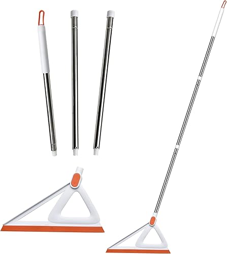 Escoba mágica multifunción, escoba de goma con mango largo de 53 pulgadas, barredora de raspado de piso de silicona para piso de baño, espuma,