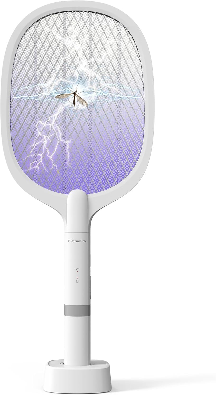 Fly Swatter Electric(2 Pack), USB-C Rechargeable Electric Mosquito Racket, Portable Handheld Cordless Electric Bug Zapper Indoor Racket to Kill Mosquitoes, Wasps, Gnats, Flies, Bugs, with Stand