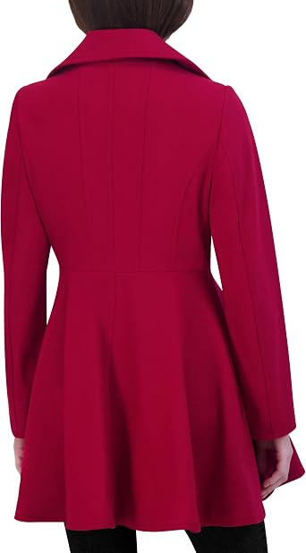 Laundry by Shelli Segal Women's Double Breasted Melton Fit and Flare Wool Coat