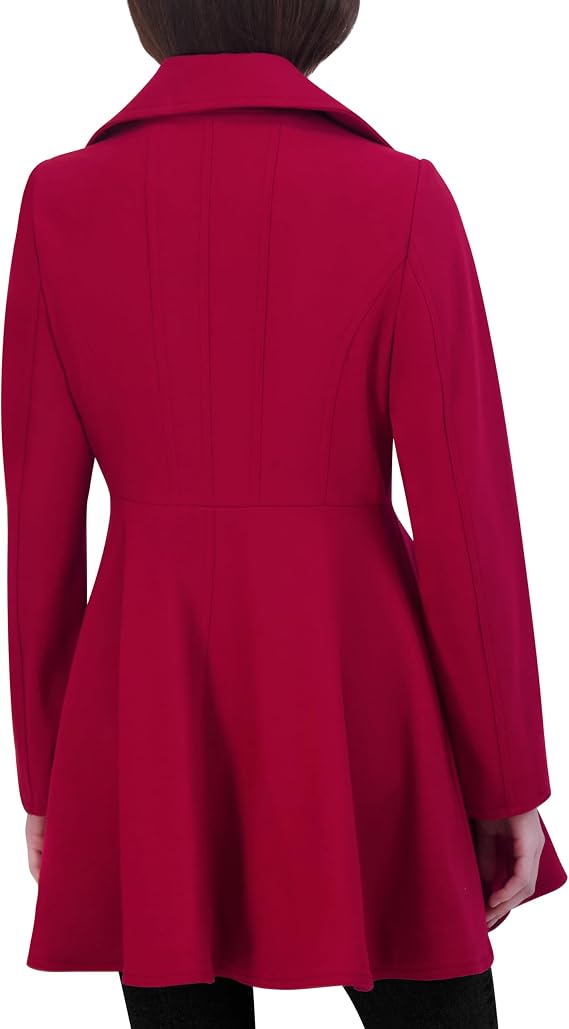 Laundry by Shelli Segal Women's Double Breasted Melton Fit and Flare Wool Coat
