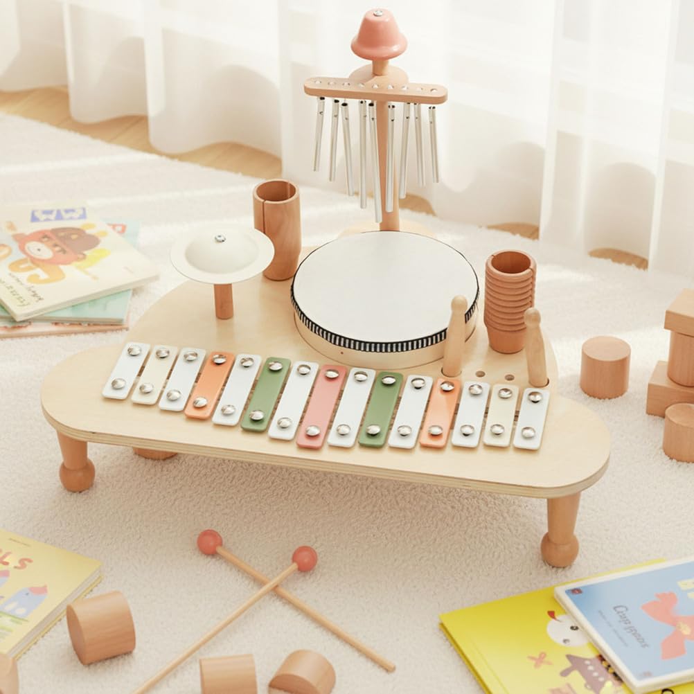 Drewniany zestaw perkusyjny, wczesna muzyczna zabawka edukacyjna | Zestaw instrumentów perkusyjnych, drewniany ksylofon, zabawka edukacyjna do wczesnej nauki dźwięków