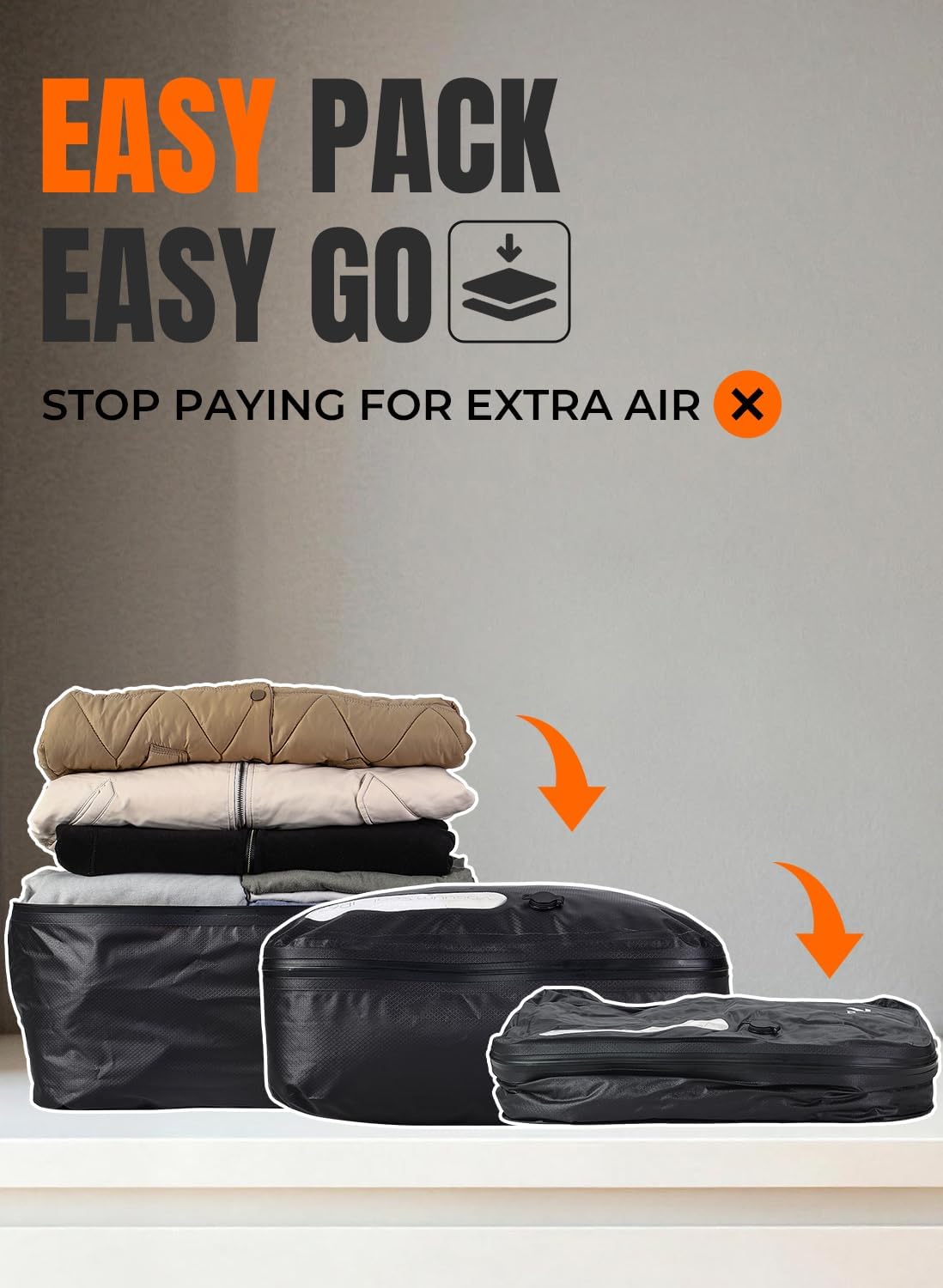 Vacuum Bags for Travel with Wireless Pump, 180° Open Zipper, IP67 Waterproof, Reusable Space Saver Compression Bags for Backpack, Suitcase, Home Storage(3 Pack + Pump) - Image 5