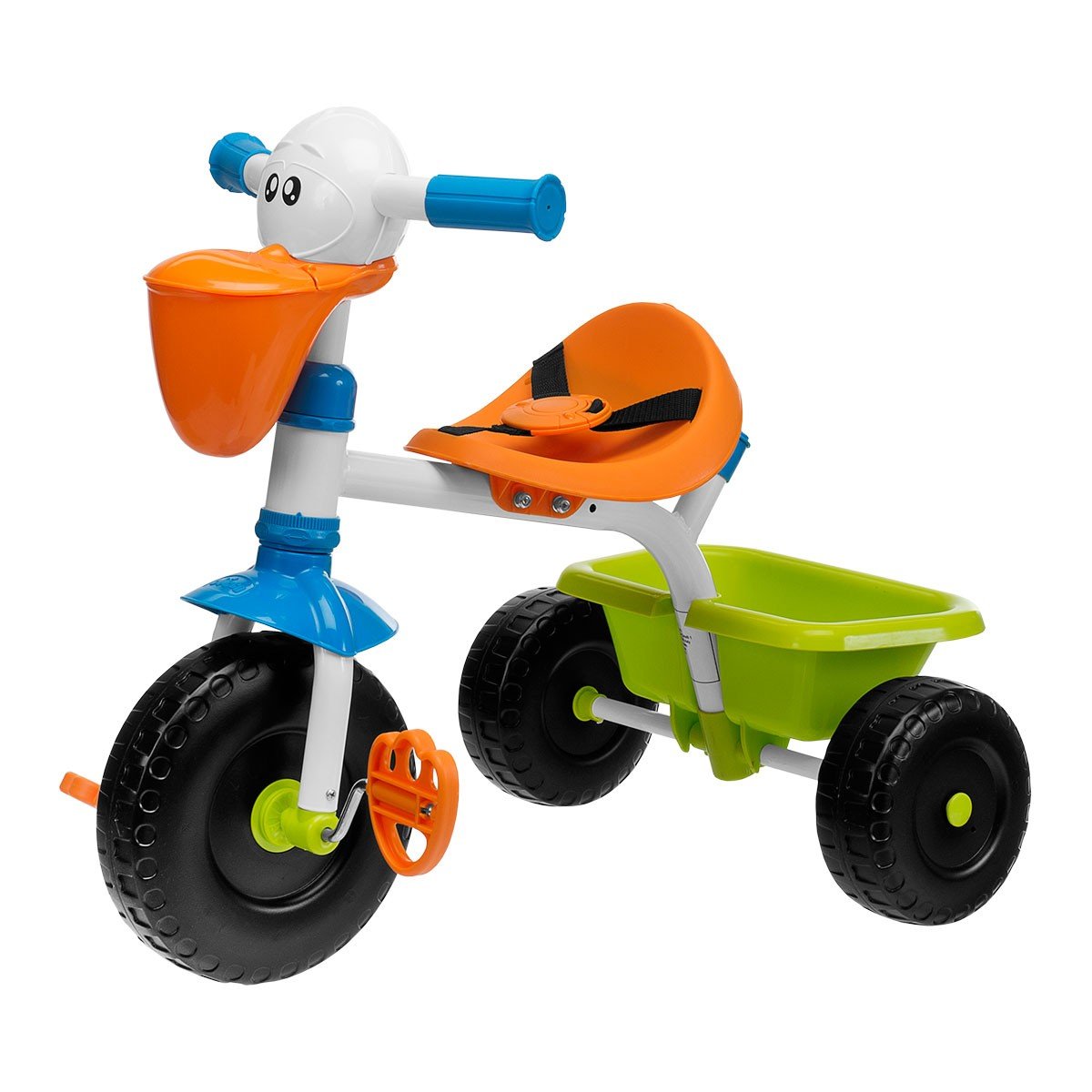 Chicco Triciclo Bambini Pellicano, Triciclo Bimba e Bimbo con Maniglione ad Altezza Regolabile, Cinture di Sicurezza e Doppio Cestello Portaoggetti, Max 20 kg, Giochi per Bambini 18 Mesi, 5 Anni