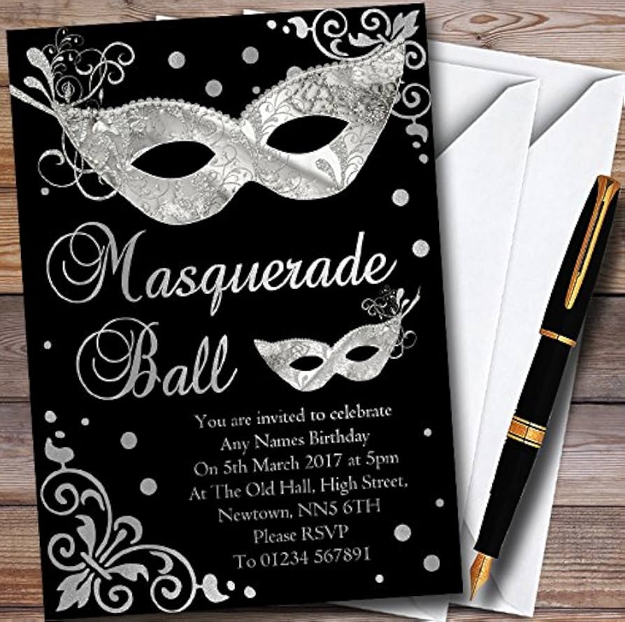 amazon-com-silver-black-masquerade-ball-personalized-party-invitations-home-kitchen for Free Printable Masquerade Ball Invitations Amazon.com : Silver & Black Masquerade Ball Personalized Party Invitations : Home & Kitchen for Free Printable Masquerade Ball Invitations