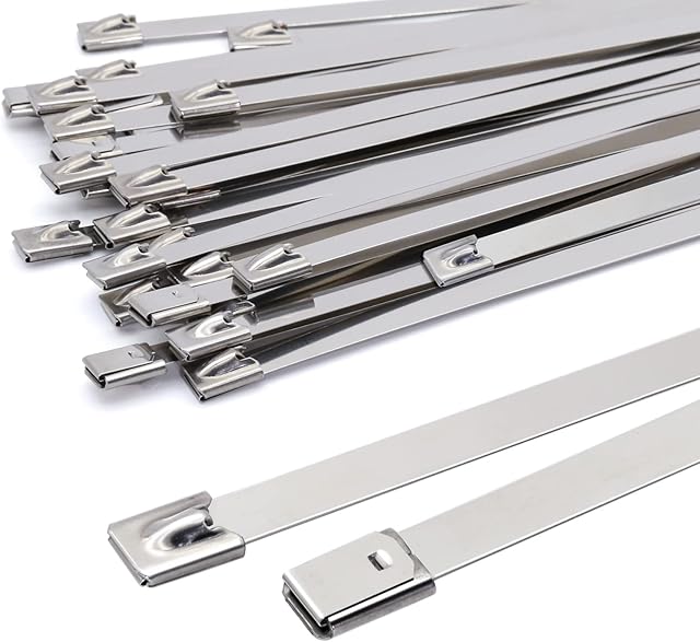 Metal Zip Ties 0.3* 9" (7.9 x 200mm), MgcTolBox Stainless Steel Cable Ties, Silver Zip Ties Heavy Duty - Self-Locking-Tensile Strength 265LB (120kg) 30pcs
