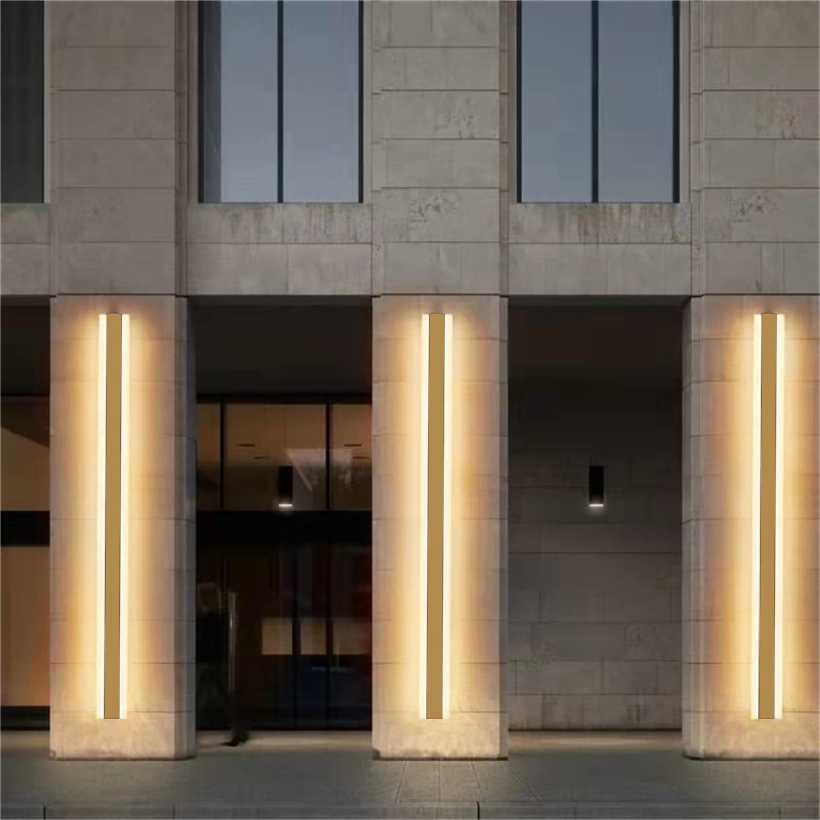 ISCBAFYX Kinkiety Zewnętrzne kinkiety LED ze złotą listwą kinkietową Kinkiet ścienny Długa Up IP65 na balkon w przedpokoju (40 cm 26 W)