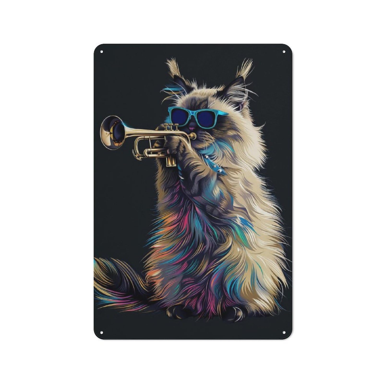 Junmoney Birman Trumpet Retro Metal Plaque 30X20cm For Lounge Or Reading Corner, Winter Wall Decor For Reading Corner Decorators