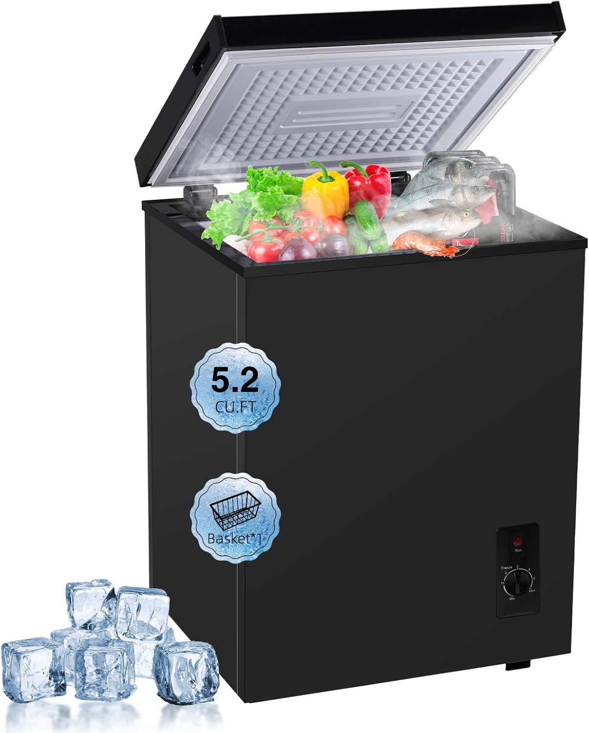 rosmena RO-FLG-100Q-BLACK-WRX 5.2 cu ft Chest Freezer Black