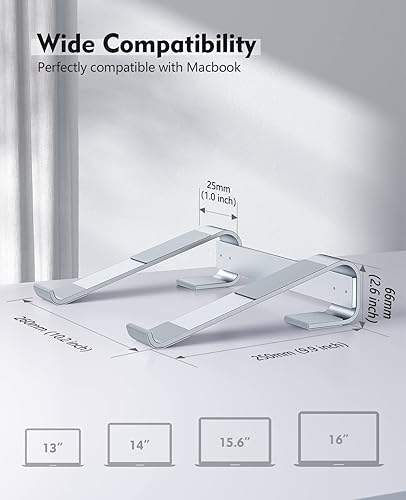 Miniatura 4 de SOQOOL - Soporte de laptop para escritorio, inclinado, de aluminio ergonómico ventilado, para Notebook, compatible con MacBook Air Pro, Dell XPS, HP