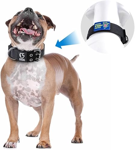 Miniatura 6 de TSPRO Collar táctico de perro K9 de 1.5 pulgadas con hebilla de metal y parche de bandera de Estados Unidos para perros medianos y grandes (negro, M)
