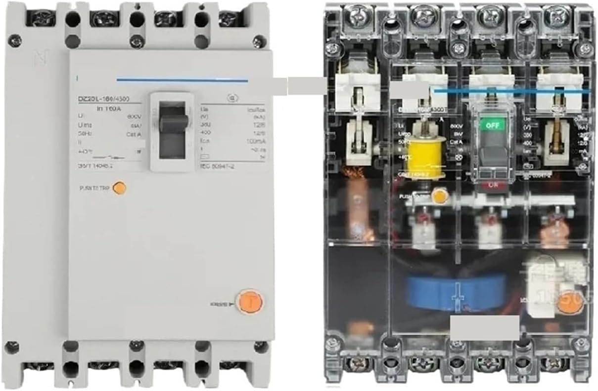 Transparent Molded Earth Leakage Circuit Breaker Protector DZ20L-160/4300 Air Switch DZ20L 160A 200A 250A 3P+N 4P(DZ20L 4P,250A)