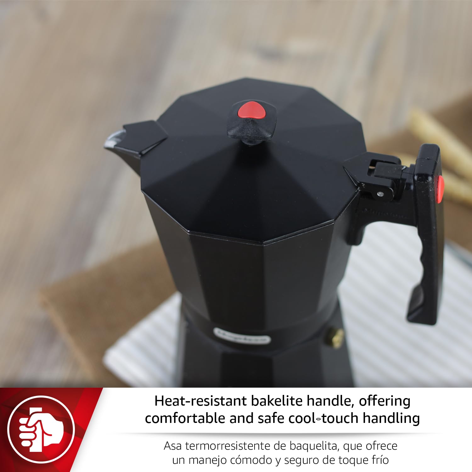 MAGEFESA ® Colombia Noir - Cafetera espresso para estufa, 3 tazas/5 onzas, haz tu propio café italiano casero con esta cafetera cubana, hecha de aluminio extra grueso, segura y fácil de usar, café