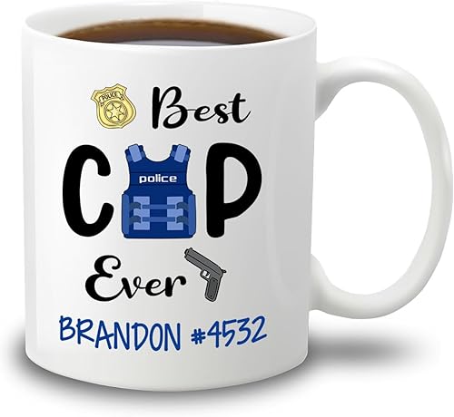 Taza de café personalizada con nombre, taza de café personalizada para comisionado de policía, regalo para hombres, mujeres, policía, taza de