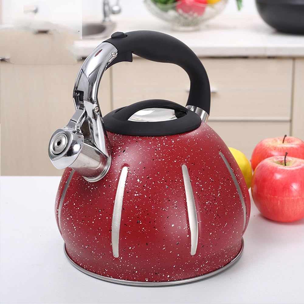Pfeifender Teekessel aus Edelstahl, Vintage, 3 l, Kaffeekanne mit Griff, für Zuhause und Restaurant