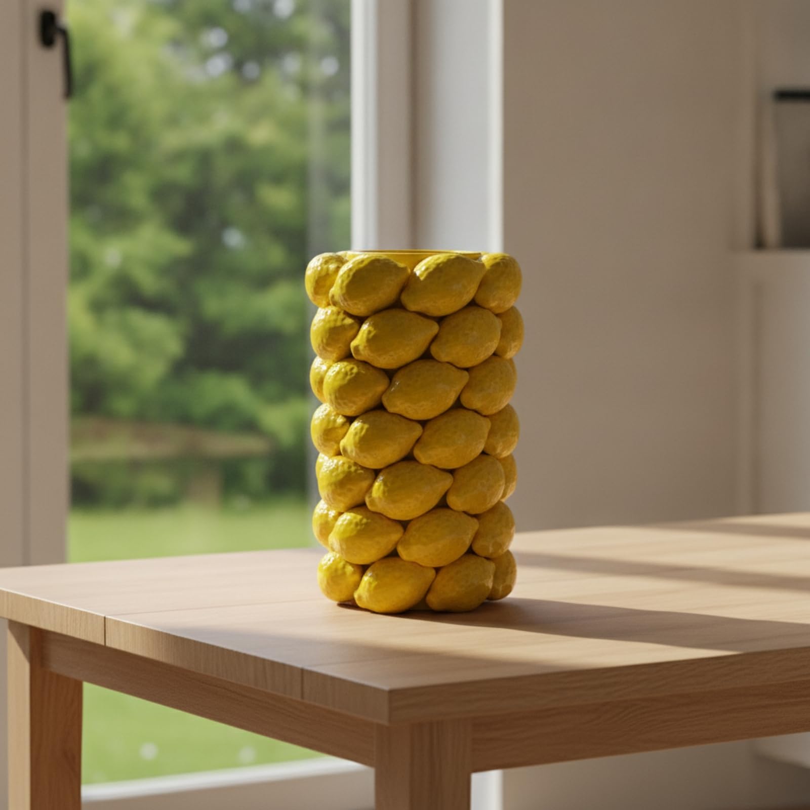 Gralara Florero Cerámica con Cítrico corativo Jarrón Cerámica con Cítrico Bonito Jarrón Limones en Relieve para Mesa, 18-18-30cm, H0821g