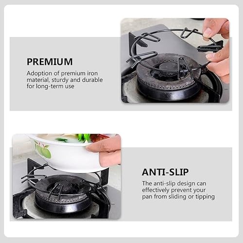 Miniatura 5 de DOITOOL Soporte para estufa de gas, 3 piezas, soporte para estufa de cocina, cinco garras, multifunción, antideslizante, estante de vapor, estante
