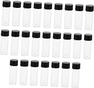 WOFASHPURET 25pcs Glass Sample Vial Container with Lid Glass Carafe Clean Makeup Experiment Bottles Refillable Glass Bottles Clear Vials Transparent Bottles Travel Plastic Mini Reserve Bottle