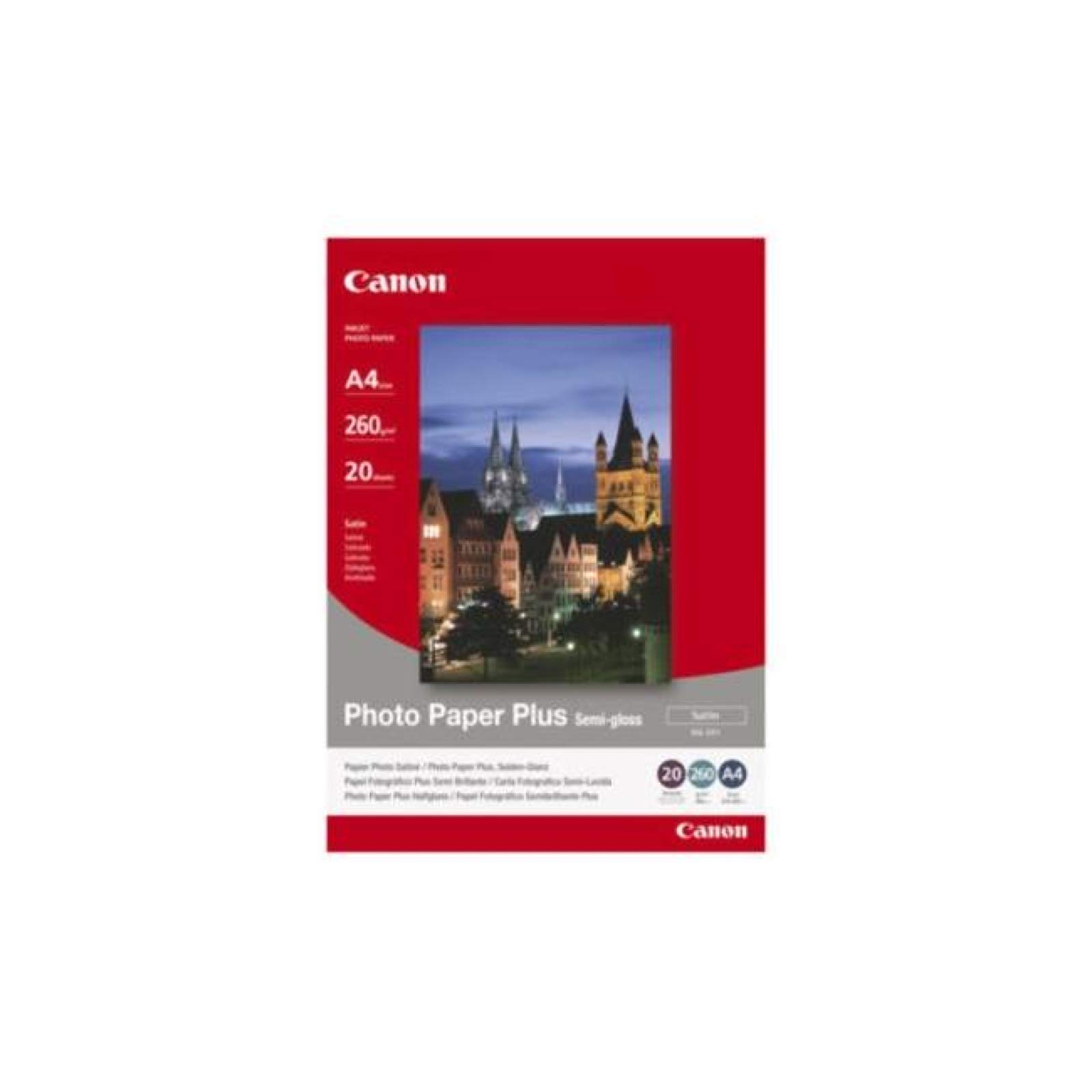 Canon Inkjet Paper SG-201 A4 260 gsm White Semi-Gloss (20 Sheets) 1 Pack of 20 Sheets