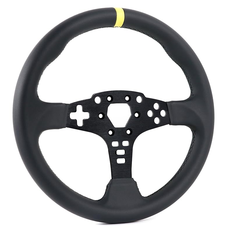 Volante de Sim Racing VANJALA ES-Round em Alumínio com Revestimento de Couro, 305 mm, Compatível com MOZA Racing ESX e ES