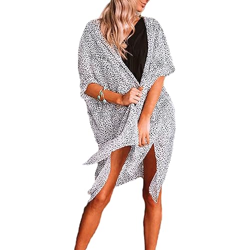 MayBuy Women's Summer Long Flowy Kimono Cardigans Boho Chiffon Floral Beach Cover Up Tops