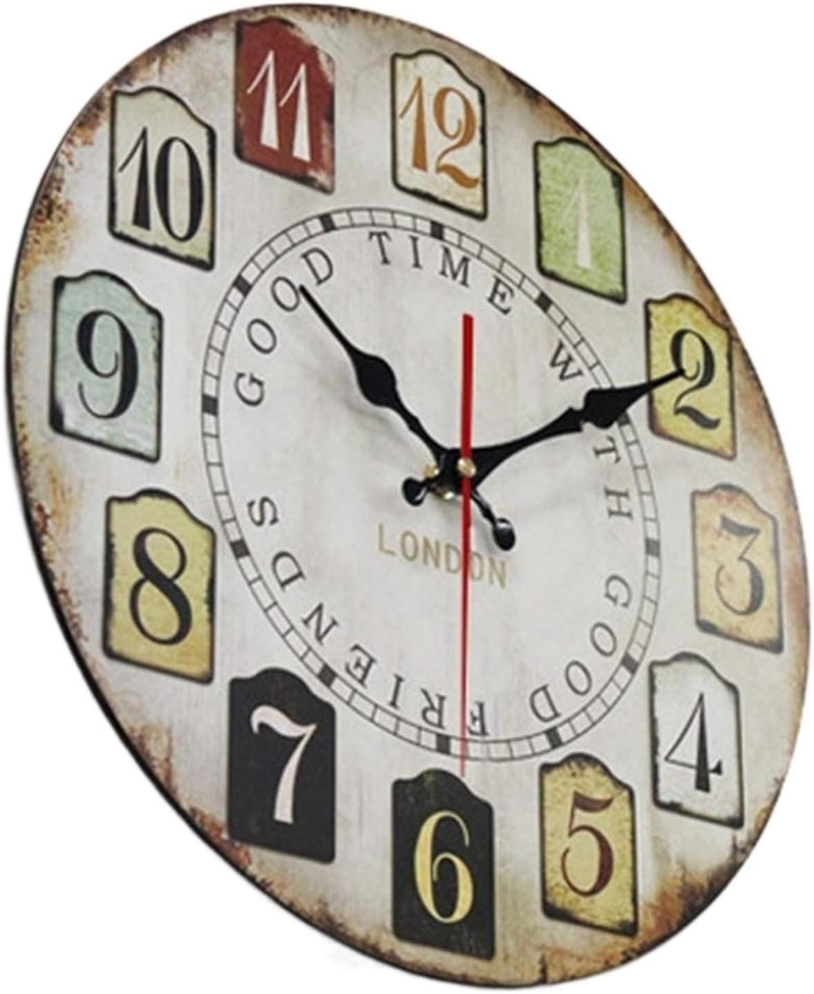 Simple Wall Clock Creative Retro Clock Living Room Wooden Clock Wooden Clock 400 * 400 (mm)